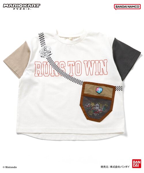 BANDAI(バンダイ)の「マリオカート サコッシュTシャツ(Tシャツ/カットソー・キッズ・チャコール/オフホワイト・100/110/120/130/140/150)」の8枚目の写真