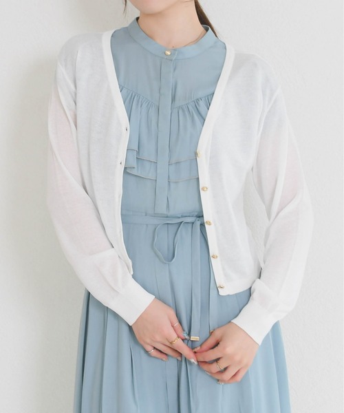 MISCH MASCH(ミッシュマッシュ)の「2026春夏新作 ラメシアーVネッククロップドカーディガン(カーディガン/ボレロ・レディース・ホワイト/グリーン/ブラック/グレー・フリ-)」の19枚目の写真
