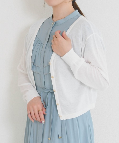 MISCH MASCH(ミッシュマッシュ)の「2026春夏新作 ラメシアーVネッククロップドカーディガン(カーディガン/ボレロ・レディース・ホワイト/グリーン/ブラック/グレー・フリ-)」の20枚目の写真