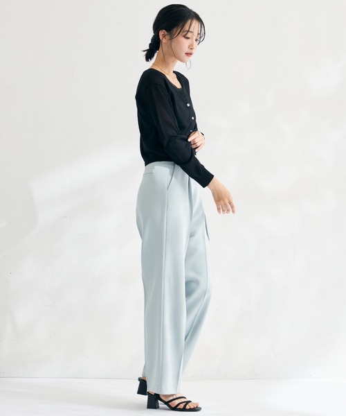 MISCH MASCH（ミッシュマッシュ）の「2026春夏新作 ラメシアーVネッククロップドカーディガン（カーディガン/ボレロ・レディース・ホワイト/グリーン/ブラック/グレー・ﾌﾘ-）」の19枚目の写真