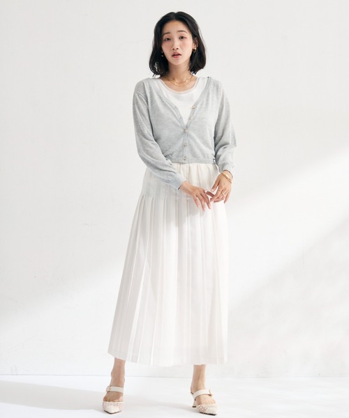 MISCH MASCH（ミッシュマッシュ）の「2026春夏新作 ラメシアーVネッククロップドカーディガン（カーディガン/ボレロ・レディース・ホワイト/グリーン/ブラック/グレー・ﾌﾘ-）」の9枚目の写真