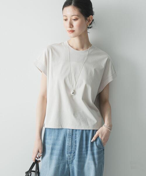 URBAN RESEARCH(アーバンリサーチ)の「『UR TECH』スーピマコットンフレンチスリーブカットソー(Tシャツ/カットソー・レディース・ブラック/ベージュ系その他/ブラウン/カーキ・FREE)」の3枚目の写真