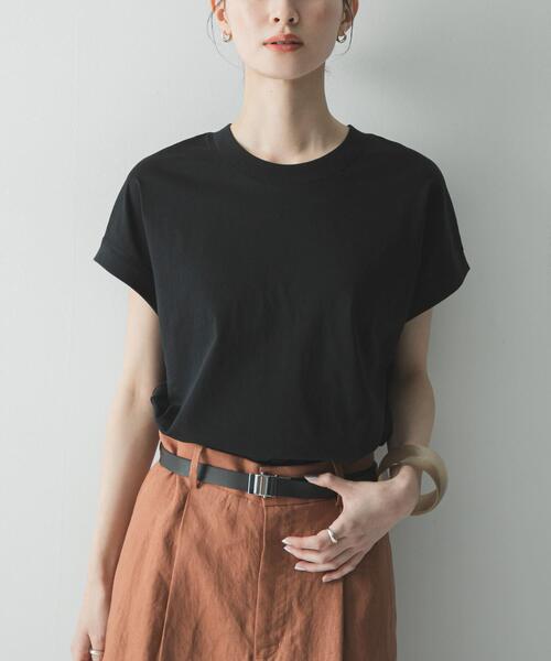 【APSTUDIO】ストレッチリブ N/S P/Oフレンチスリーブカットソー UR TECH』スーピマコットンフレンチスリーブカットソー（Tシャツ