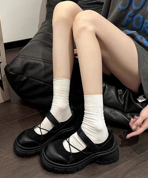 Miniministore(ミニミニストア)の「厚底メリージェーンシューズ美脚ローファー(ローファー・レディース・ブラック/グレー・24.5cm/24.0cm/23.5cm/23.0cm/22.5cm/25.0cm)」の4枚目の写真