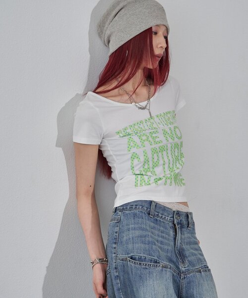WHO'S WHO gallery（フーズフーギャラリー）の「【WEB限定】メッセージドットロゴS/S TEE（Tシャツ/カットソー・レディース・ピンク/オフホワイト/イエロー/ネイビー/ブラック・FREE）」の7枚目の写真