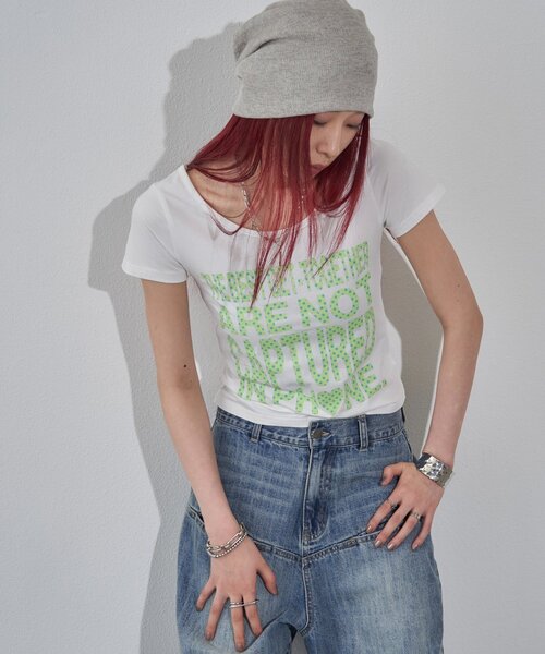 WHO'S WHO gallery（フーズフーギャラリー）の「【WEB限定】メッセージドットロゴS/S TEE（Tシャツ/カットソー・レディース・ピンク/オフホワイト/イエロー/ネイビー/ブラック・FREE）」の8枚目の写真