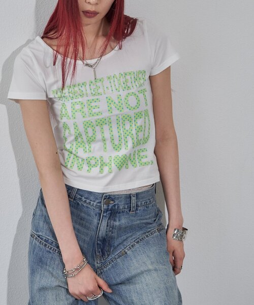 WHO'S WHO gallery（フーズフーギャラリー）の「【WEB限定】メッセージドットロゴS/S TEE（Tシャツ/カットソー・レディース・ピンク/オフホワイト/イエロー/ネイビー/ブラック・FREE）」の9枚目の写真