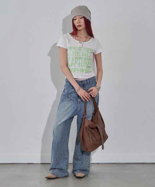 WHO'S WHO gallery（フーズフーギャラリー）の「【WEB限定】メッセージドットロゴS/S TEE（Tシャツ/カットソー・レディース・ピンク/オフホワイト/イエロー/ネイビー/ブラック・FREE）」の10枚目の写真