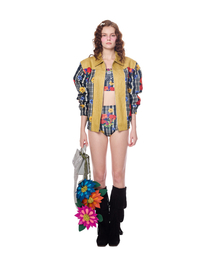 Joy Emblem Check Floral Print Jumper