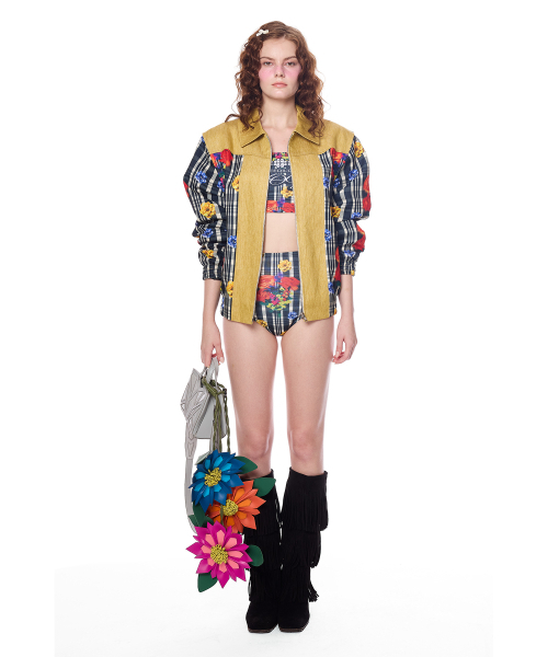 GREEDILOUS(グリディアス)の「Joy Emblem Check Floral Print Jumper(その他アウター・レディース・その他・X-SMALL/SMALL/MEDIUM/LARGE)」の2枚目の写真