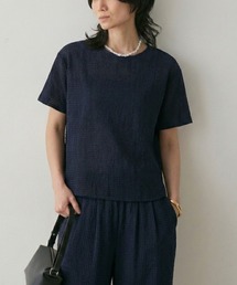 qualite | 【セットアップ対応】シアーギンガムブラウス　夏服　きれいめTシャツ　きれいめカジュアル(Tシャツ/カットソー)