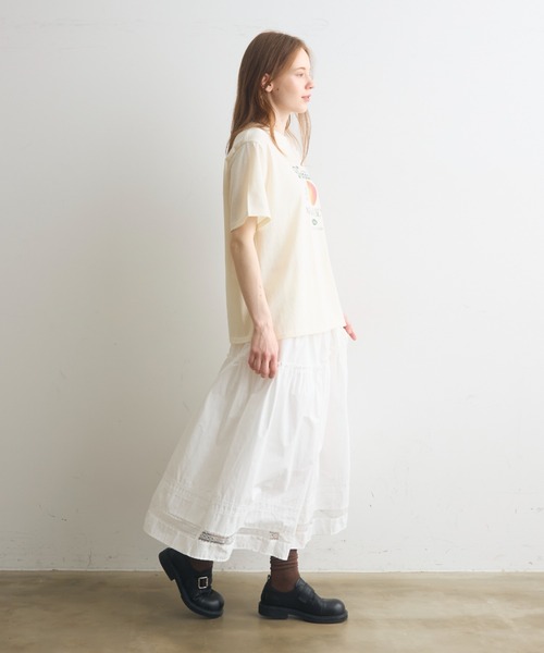 Crisp(クリスプ)の「frill gather lace hem skirt / フリルギャザーレースヘムスカート(スカート・レディース・ホワイト・FREE)」の9枚目の写真
