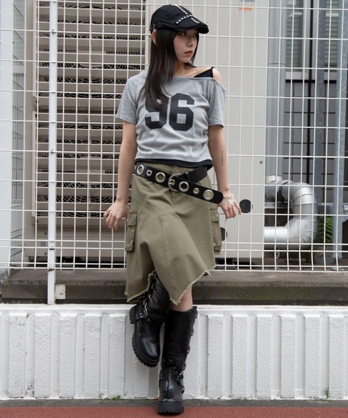 WEGO(ウィゴー)の「WEGO/【26年春夏新作】レイヤードドッキングワンショルチビT(Tシャツ/カットソー・レディース・杢グレー/ネイビー/ホワイト・FREE)」の5枚目の写真