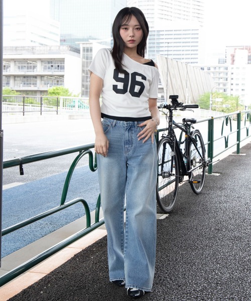 WEGO(ウィゴー)の「WEGO/【26年春夏新作】レイヤードドッキングワンショルチビT(Tシャツ/カットソー・レディース・杢グレー/ネイビー/ホワイト・FREE)」の14枚目の写真