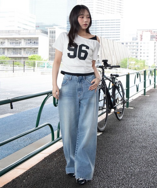 WEGO(ウィゴー)の「WEGO/【26年春夏新作】レイヤードドッキングワンショルチビT(Tシャツ/カットソー・レディース・杢グレー/ネイビー/ホワイト・FREE)」の15枚目の写真