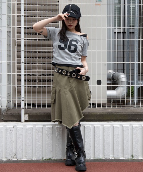 WEGO(ウィゴー)の「WEGO/【26年春夏新作】レイヤードドッキングワンショルチビT(Tシャツ/カットソー・レディース・杢グレー/ネイビー/ホワイト・FREE)」の20枚目の写真