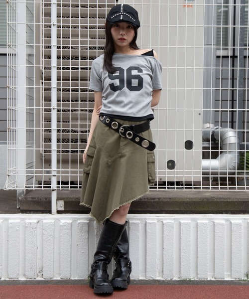 WEGO(ウィゴー)の「WEGO/【26年春夏新作】レイヤードドッキングワンショルチビT(Tシャツ/カットソー・レディース・杢グレー/ネイビー/ホワイト・FREE)」の21枚目の写真