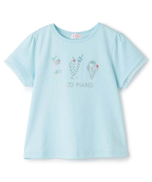 ラインストーンモチーフ 半袖Tシャツ【接触冷感】（Tシャツ/カットソー