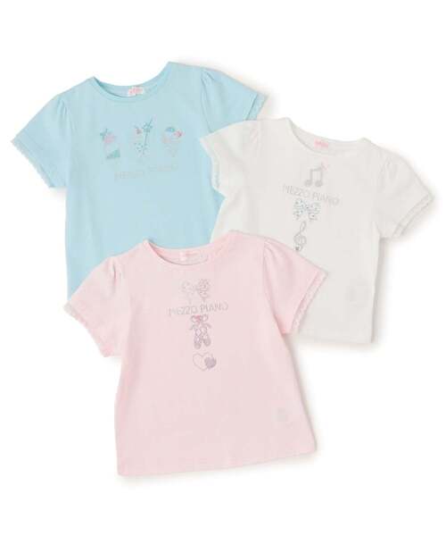 mezzo piano(メゾピアノ)の「ラインストーンモチーフ 半袖Tシャツ【接触冷感】(Tシャツ/カットソー・キッズ・ライトピンク/オフホワイト/ライトブルー・110cm/100cm/120cm/140cm/130cm/90cm)」の12枚目の写真