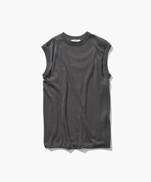 ATON/エイトン】SILK BLENDED CIRCULAR RIB FIT LAYERED TANK TOP