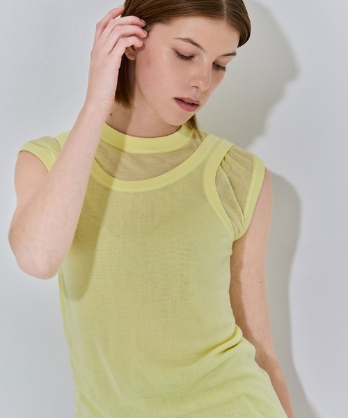 ATON/エイトン】SILK BLENDED CIRCULAR RIB FIT LAYERED TANK TOP