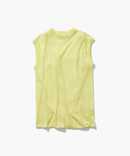 ATON(エイトン)の「【ATON/エイトン】SILK BLENDED CIRCULAR RIB FIT LAYERED TANK TOP/シルク混リバーシブルレイヤードタンクトップ(Tシャツ/カットソー・レディース・グリーン/イエロー/チャコールグレー・2)」の4枚目の写真