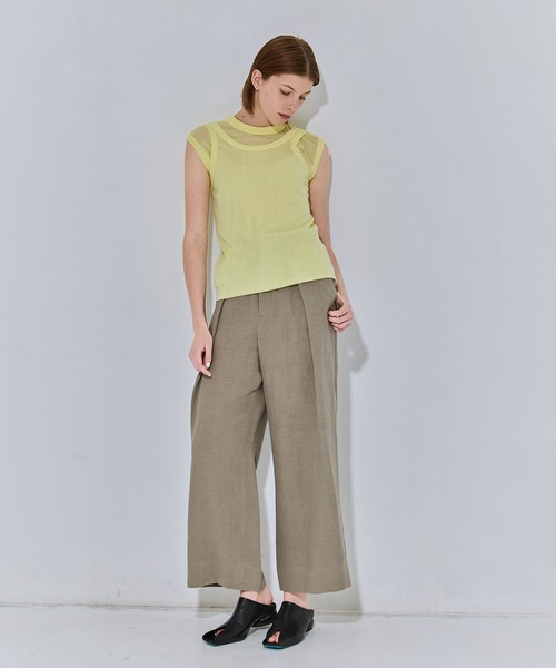 ATON(エイトン)の「【ATON/エイトン】SILK BLENDED CIRCULAR RIB FIT LAYERED TANK TOP/シルク混リバーシブルレイヤードタンクトップ(Tシャツ/カットソー・レディース・グリーン/イエロー/チャコールグレー・2)」の7枚目の写真