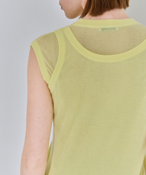 ATON(エイトン)の「【ATON/エイトン】SILK BLENDED CIRCULAR RIB FIT LAYERED TANK TOP/シルク混リバーシブルレイヤードタンクトップ(Tシャツ/カットソー・レディース・グリーン/イエロー/チャコールグレー・2)」の13枚目の写真
