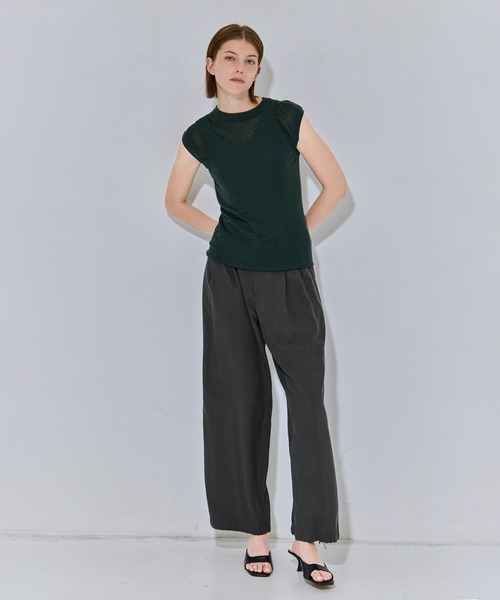 ATON(エイトン)の「【ATON/エイトン】SILK BLENDED CIRCULAR RIB FIT LAYERED TANK TOP/シルク混リバーシブルレイヤードタンクトップ(Tシャツ/カットソー・レディース・グリーン/イエロー/チャコールグレー・2)」の16枚目の写真