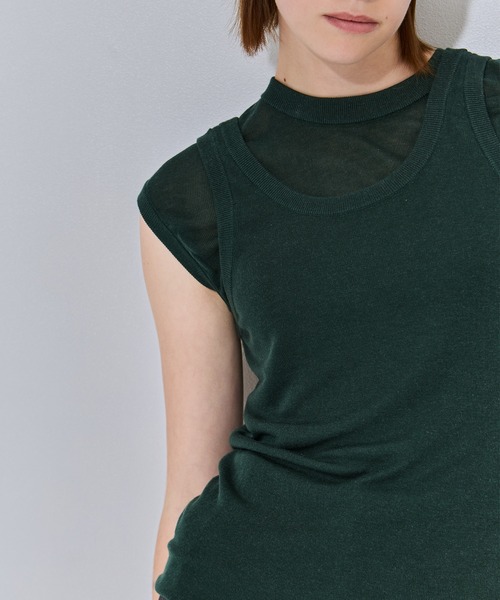 ATON(エイトン)の「【ATON/エイトン】SILK BLENDED CIRCULAR RIB FIT LAYERED TANK TOP/シルク混リバーシブルレイヤードタンクトップ(Tシャツ/カットソー・レディース・グリーン/イエロー/チャコールグレー・2)」の18枚目の写真