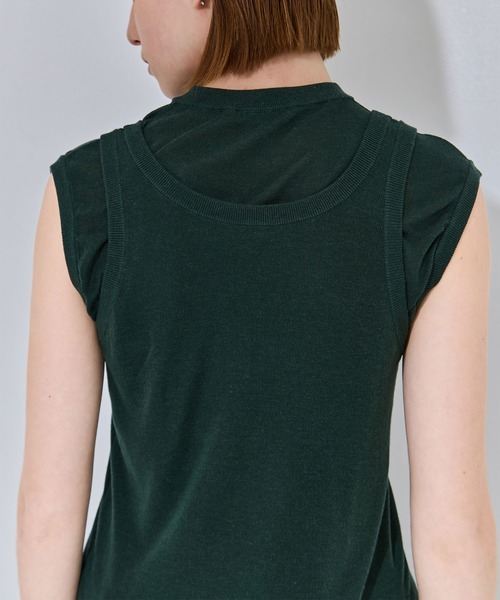ATON(エイトン)の「【ATON/エイトン】SILK BLENDED CIRCULAR RIB FIT LAYERED TANK TOP/シルク混リバーシブルレイヤードタンクトップ(Tシャツ/カットソー・レディース・グリーン/イエロー/チャコールグレー・2)」の21枚目の写真
