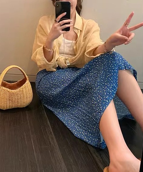 shyam inspiration（シャムインスピレーション）の「アソート小花柄スカート/スリット入り（スカート・レディース・ブルー/レッド・F）」の18枚目の写真