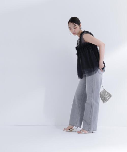 NATURAL BEAUTY BASIC（ナチュラルビューティーベーシック）の「チュールキャミドッキングカットソー（Tシャツ/カットソー・レディース・ホワイト系その他/グレー系その他/ベージュ系その他・ﾌﾘ-）」の4枚目の写真