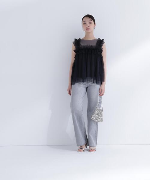 NATURAL BEAUTY BASIC（ナチュラルビューティーベーシック）の「チュールキャミドッキングカットソー（Tシャツ/カットソー・レディース・ホワイト系その他/グレー系その他/ベージュ系その他・ﾌﾘ-）」の8枚目の写真