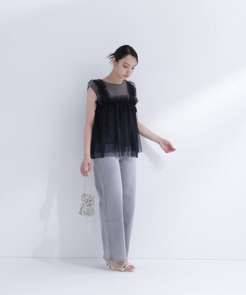NATURAL BEAUTY BASIC（ナチュラルビューティーベーシック）の「チュールキャミドッキングカットソー（Tシャツ/カットソー・レディース・ホワイト系その他/グレー系その他/ベージュ系その他・ﾌﾘ-）」の10枚目の写真