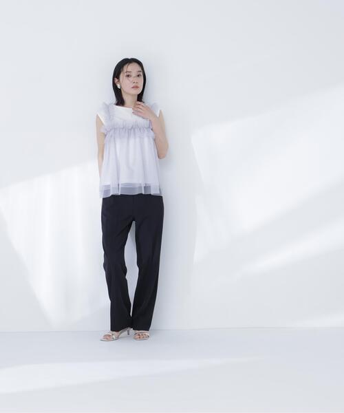 NATURAL BEAUTY BASIC（ナチュラルビューティーベーシック）の「チュールキャミドッキングカットソー（Tシャツ/カットソー・レディース・ホワイト系その他/グレー系その他/ベージュ系その他・ﾌﾘ-）」の12枚目の写真