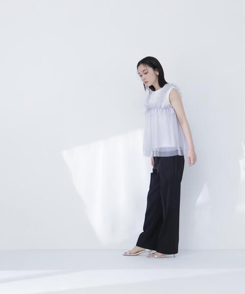NATURAL BEAUTY BASIC（ナチュラルビューティーベーシック）の「チュールキャミドッキングカットソー（Tシャツ/カットソー・レディース・ホワイト系その他/グレー系その他/ベージュ系その他・ﾌﾘ-）」の16枚目の写真