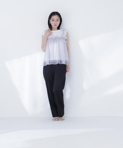 NATURAL BEAUTY BASIC（ナチュラルビューティーベーシック）の「チュールキャミドッキングカットソー（Tシャツ/カットソー・レディース・ホワイト系その他/グレー系その他/ベージュ系その他・ﾌﾘ-）」の18枚目の写真