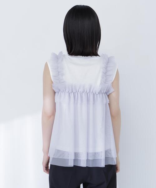 NATURAL BEAUTY BASIC（ナチュラルビューティーベーシック）の「チュールキャミドッキングカットソー（Tシャツ/カットソー・レディース・ホワイト系その他/グレー系その他/ベージュ系その他・ﾌﾘ-）」の20枚目の写真