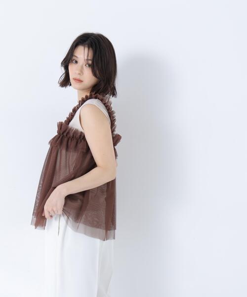 NATURAL BEAUTY BASIC(ナチュラルビューティーベーシック)の「チュールキャミドッキングカットソー(Tシャツ/カットソー・レディース・ホワイト系その他/グレー系その他/ベージュ系その他・フリ-)」の10枚目の写真