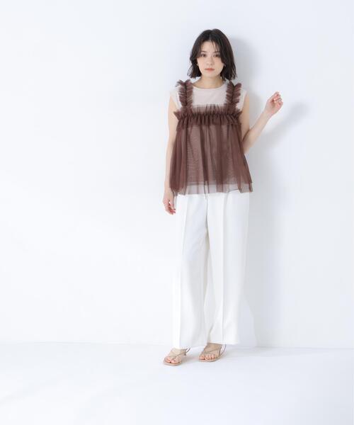 NATURAL BEAUTY BASIC(ナチュラルビューティーベーシック)の「チュールキャミドッキングカットソー(Tシャツ/カットソー・レディース・ホワイト系その他/グレー系その他/ベージュ系その他・フリ-)」の9枚目の写真