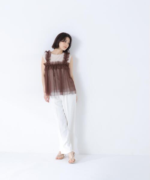 NATURAL BEAUTY BASIC(ナチュラルビューティーベーシック)の「チュールキャミドッキングカットソー(Tシャツ/カットソー・レディース・ホワイト系その他/グレー系その他/ベージュ系その他・フリ-)」の5枚目の写真