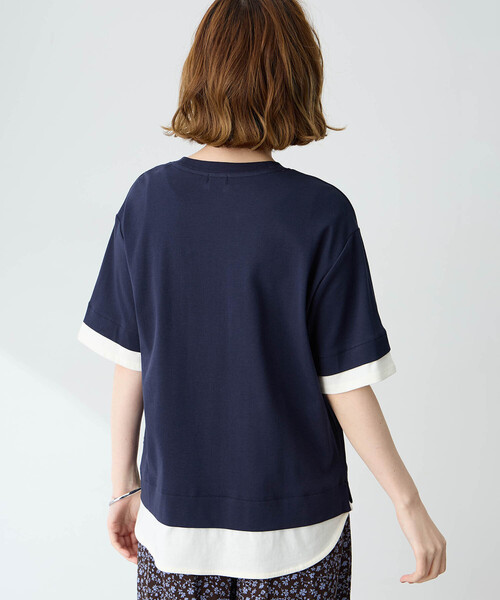 Petit Honfleur(プチオンフルール)の「レイヤード風カットプルオーバー【接触冷感・UVカット】(Tシャツ/カットソー・レディース・ネイビー/グレー・M/L)」の6枚目の写真