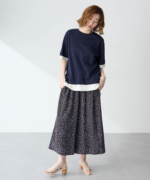 Petit Honfleur(プチオンフルール)の「レイヤード風カットプルオーバー【接触冷感・UVカット】(Tシャツ/カットソー・レディース・ネイビー/グレー・M/L)」の14枚目の写真