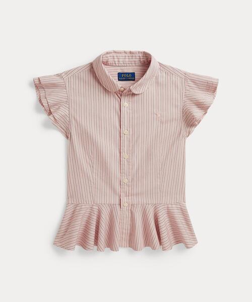 ストライプド コットン ペプラム シャツ（シャツ/ブラウス）｜POLO 