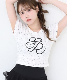 ビジュー付きロゴ刺繍Tee