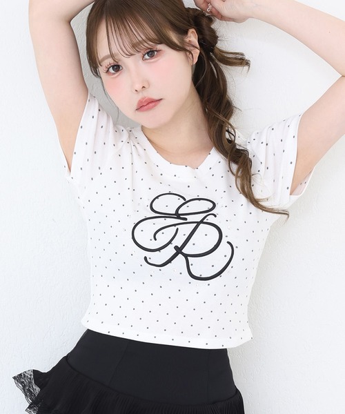 one after another NICE CLAUP(ワンアフターアナザーナイスクラップ)の「ビジュー付きロゴ刺繍Tee(Tシャツ/カットソー・レディース・オフホワイト/ブラック/ピンク/ホワイト系その他・FREE)」の3枚目の写真