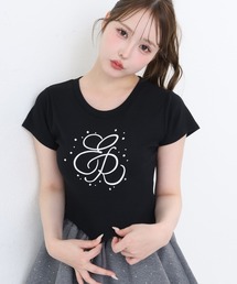 ビジュー付きロゴ刺繍Tee