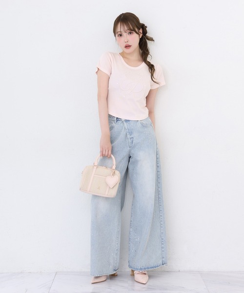 one after another NICE CLAUP(ワンアフターアナザーナイスクラップ)の「ビジュー付きロゴ刺繍Tee(Tシャツ/カットソー・レディース・オフホワイト/ブラック/ピンク/ホワイト系その他・FREE)」の16枚目の写真