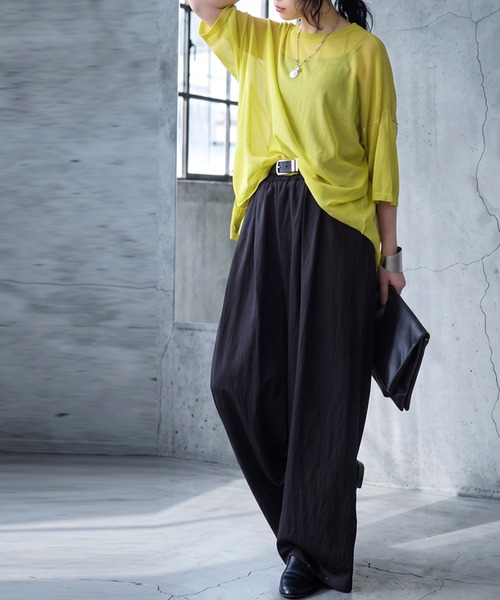antiqua(アンティカ)の「タック ワイドパンツ(その他パンツ・レディース・ネイビー/ブラック/グレー・ONESIZE)」の4枚目の写真